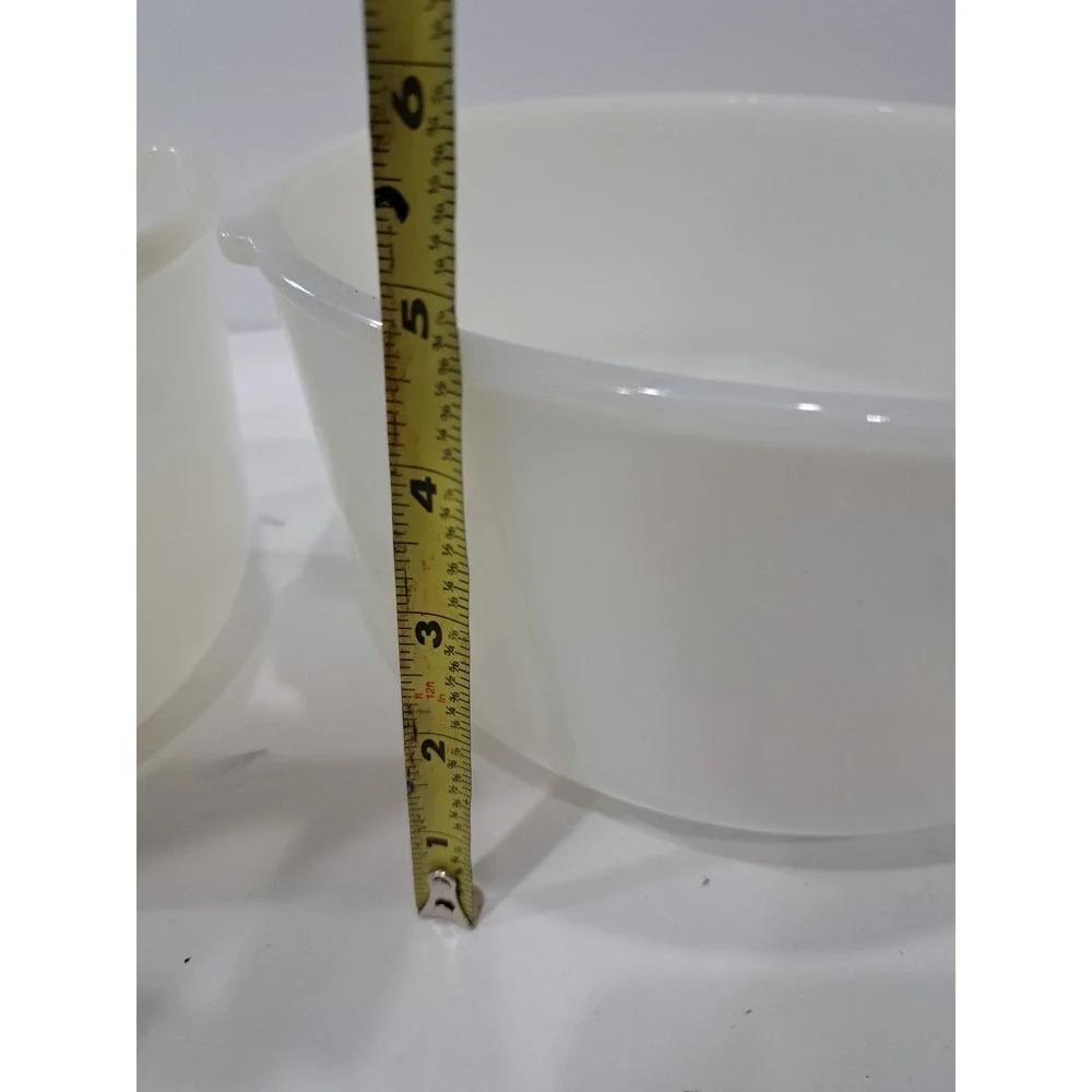 2 VINTAGE‎ Glasbake 20CJ  Fire King For Sunbeam White Milk Glass Mixing Bowls